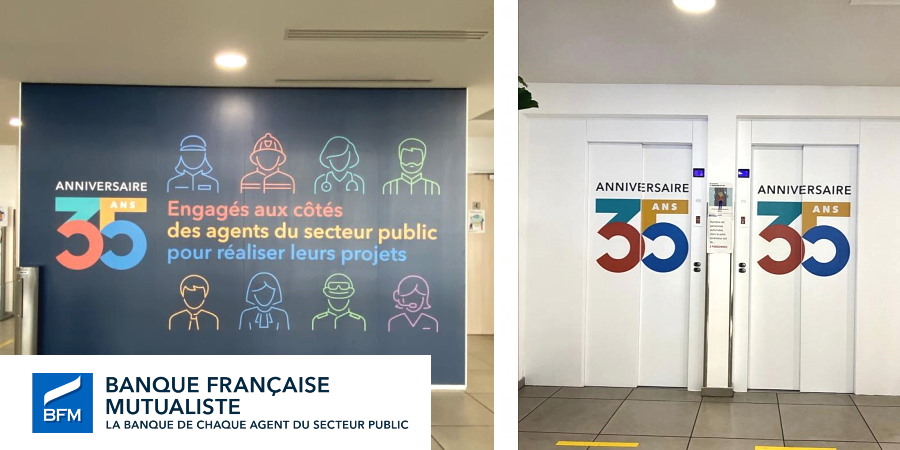 Covering intérieur à la Banque française Mutualiste à Paris 13ème